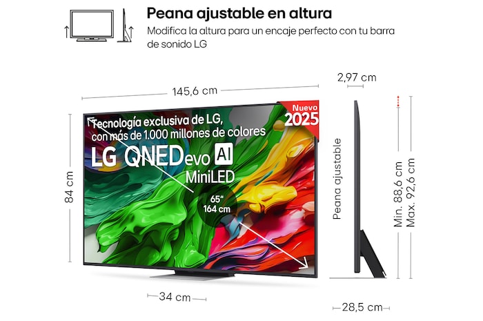 Vista en ligero ángulo del televisor LG OLED evo AI C5E 4K Smart TV.