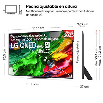 Vista trasera de un televisor LG QNED evo