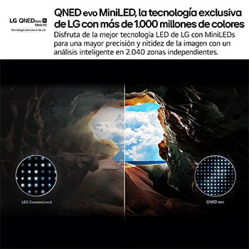 Vista lateral inclinada hacia la izquierda del televisor LG QNED evo 