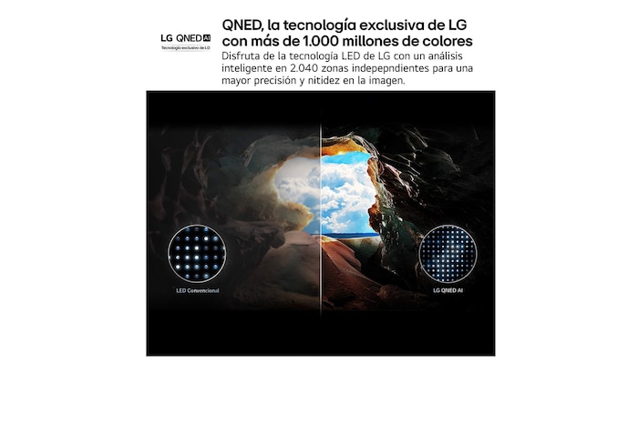 Front view and side view of LG QNED AI QNED80 4K Smart TV showing its length, width, height, and depth dimensions.