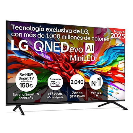 TV QNED MiniLED 65" - LG 65QNED92A6A, UHD 4K, Procesador Inteligente α8 AI Processor 4K Gen2, Smart TV, DVB-T2 (H.265), Negro