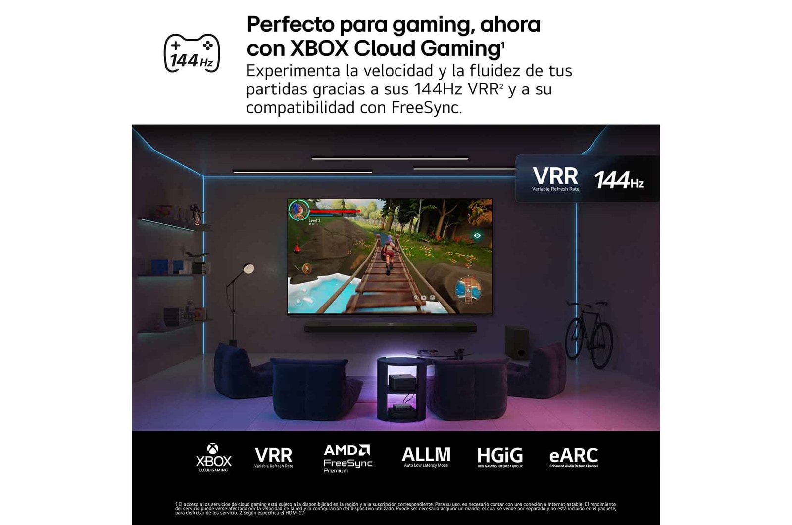 Primer plano de una pantalla de televisor LG TV que muestra cómo funciona la búsqueda con IA. Se abre una pequeña ventana de chat que muestra la consulta del usuario sobre los partidos de deporte que están disponibles. AI search responde por chat y muestra miniaturas de los diferentes tipos de contenidos disponibles. También aparece un mensaje para preguntarle a Microsoft Copilot. 