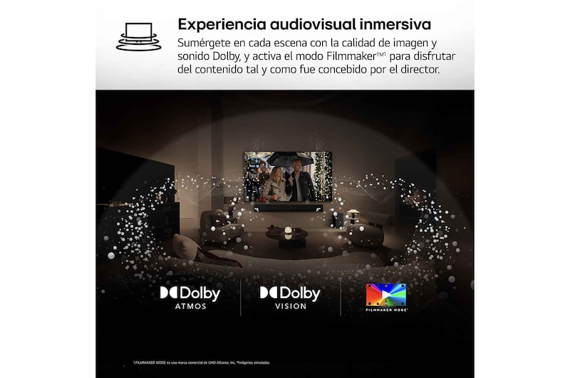 En la pantalla de un televisor LG TV se muestra contenido de ciencia ficción. En la pantalla se puede ver la interfaz de AI Chatbot. El usuario envía un mensaje al chatbot indicando que la pantalla está muy oscura. El chatbot le ofrece una solución a su consulta. Toda la escena está dividida por la mitad. Un lado está más oscuro y el otro más brillante, para mostrar cómo AI Chatbot ha resuelto automáticamente el problema del usuario. El texto explica como Al Chatbot es capaz de entender y de ofrecer una solución a la consulta del usuario.