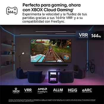 Primer plano de una pantalla de televisor LG TV que muestra cómo funciona la búsqueda con IA. Se abre una pequeña ventana de chat que muestra la consulta del usuario sobre los partidos de deporte que están disponibles. AI search responde por chat y muestra miniaturas de los diferentes tipos de contenidos disponibles. También aparece un mensaje para preguntarle a Microsoft Copilot. 