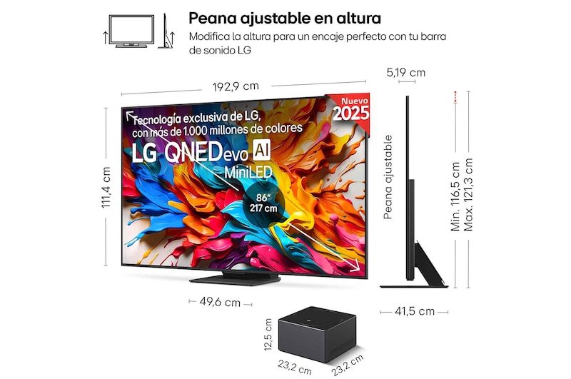 LG Smart TV LG QNED evo MiniLED AI QNED9M inalámbrico 86 pulgadas 4K 2025, 86QNED9MA6B