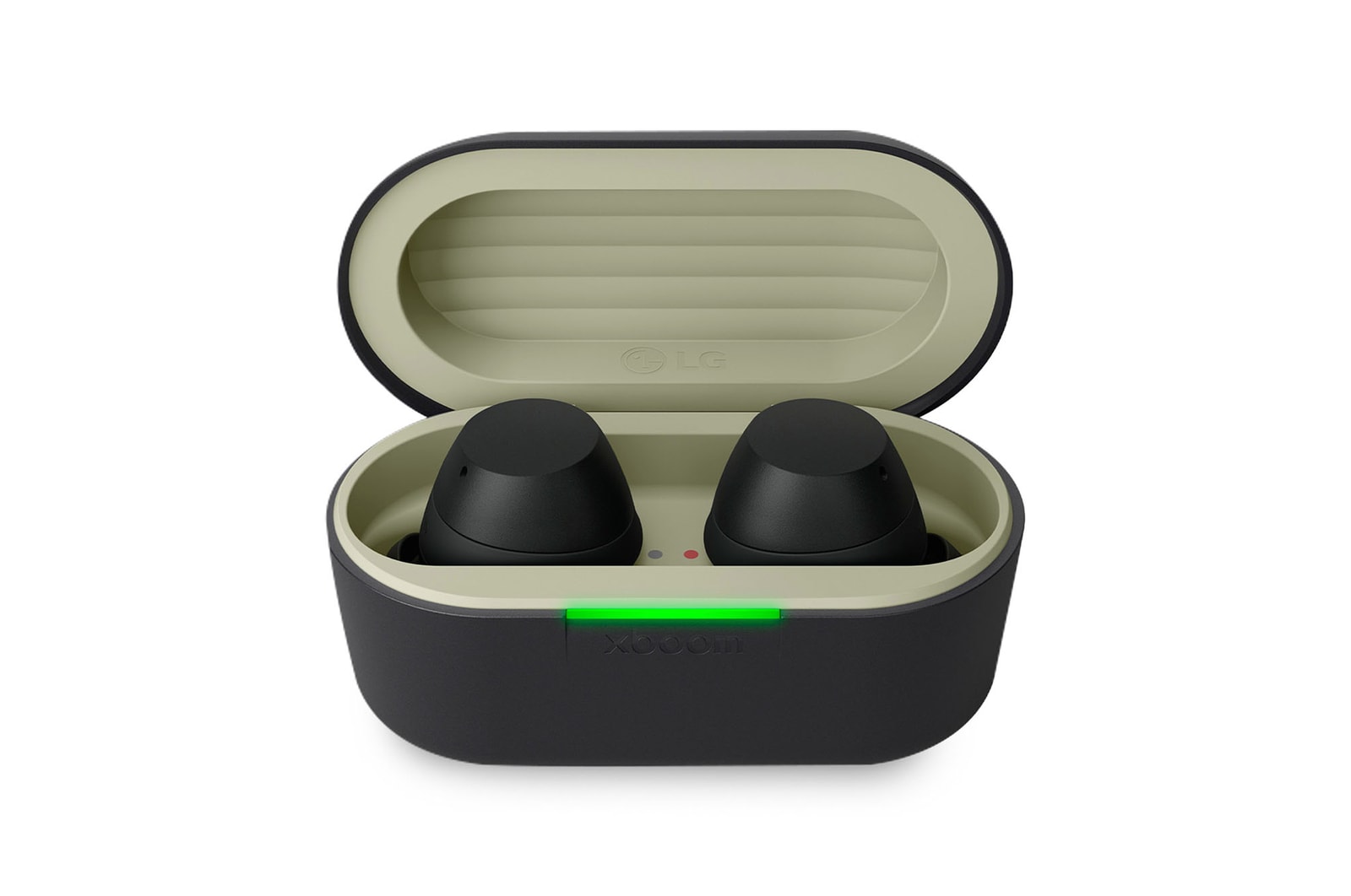 cradle front view with earbuds inside