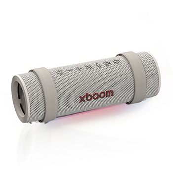 Vista frontal de LG xboom Grab by will.i.am - Altavoz inalámbrico bluetooth con bajos potentes, resistencia militar y hasta 20 horas de batería, gris GRAB.AEUTLWG