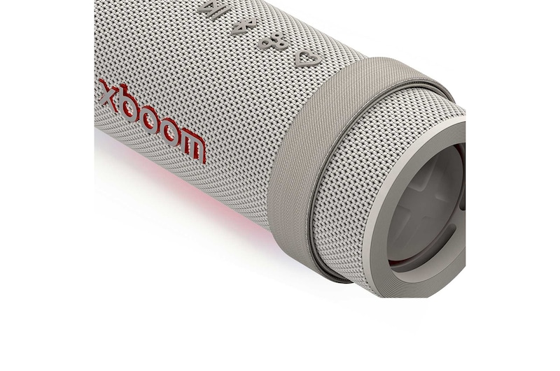 LG xboom Grab by will.i.am - Altavoz inalámbrico bluetooth con bajos potentes, resistencia militar y hasta 20 horas de batería, gris, GRAB.AEUTLWG