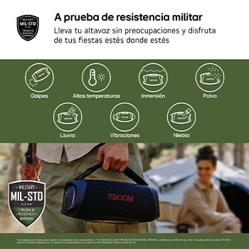 LG xboom XG8T - Altavoz inalámbrico, bluetooth, 60W, hasta 15h batería, resistencia militar, IP67, Negro, XG8T.DEUSLLC