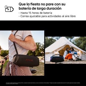 LG xboom XG8T - Altavoz inalámbrico, bluetooth, 60W, hasta 15h batería, resistencia militar, IP67, Negro, XG8T.DEUSLLC
