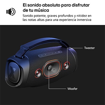 LG xboom XG8T - Altavoz inalámbrico, bluetooth, 60W, hasta 15h batería, resistencia militar, IP67, Negro, XG8T.DEUSLLC