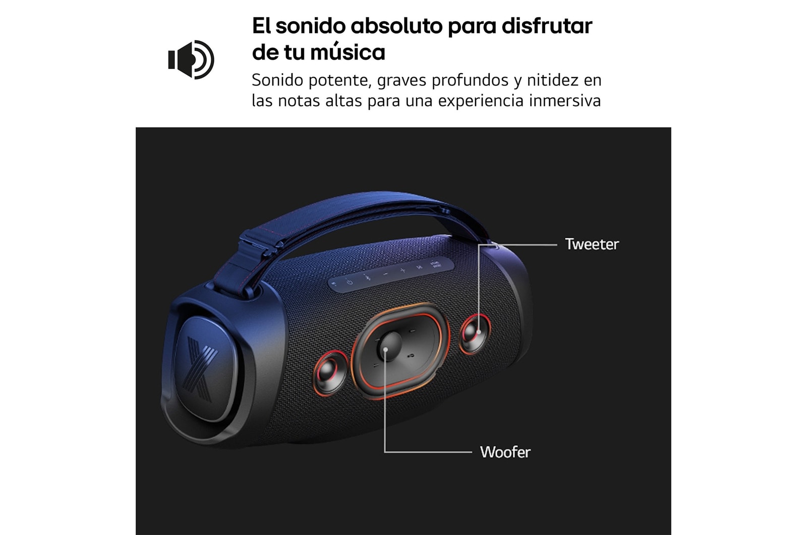 LG xboom XG8T - Altavoz inalámbrico, bluetooth, 60W, hasta 15h batería, resistencia militar, IP67, Negro, XG8T.DEUSLLC