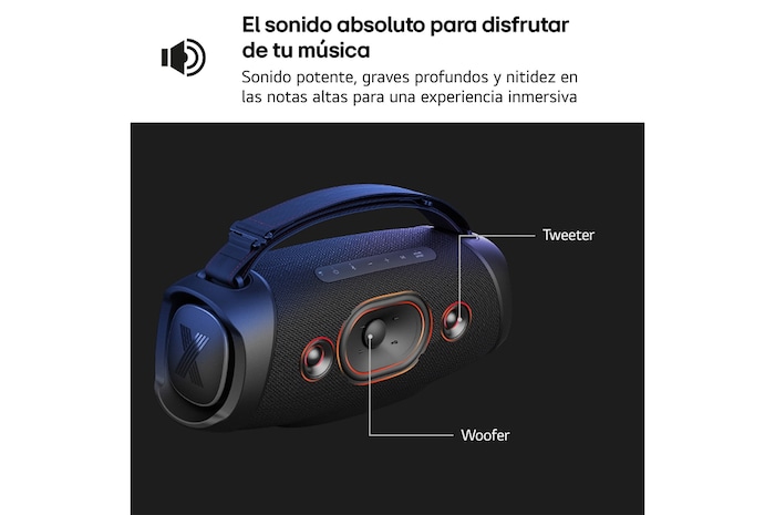 LG xboom XG8T - Altavoz inalámbrico, bluetooth, 60W, hasta 15h batería, resistencia militar, IP67, Negro, XG8T.DEUSLLC