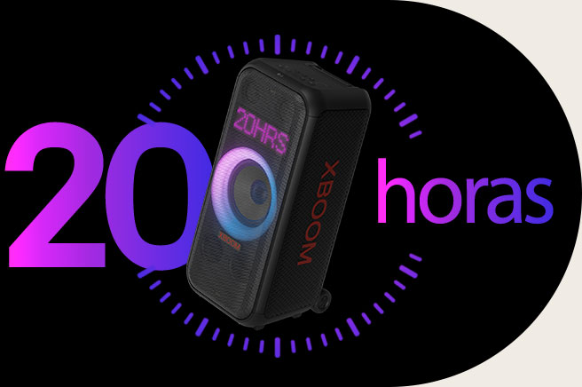 El altavoz está situado delante del icono del reloj, y la palabra "20HRS" está escrita detrás por motivos de diseño.
