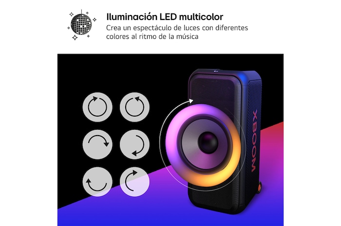LG xboom La Bestia DXL7T - Altavoz gran potencia, 250W, karaoke, luces y pantalla LED, efectos de DJ, Bluetooth, hasta 20h batería, Asa Telescópica y Ruedas, Resistencia IPX4 ,Negro, DXL7T.DESB
