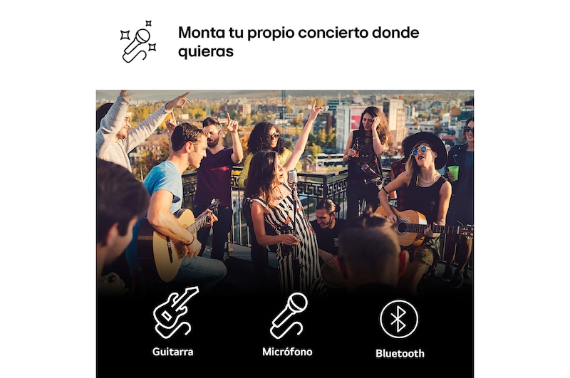 LG xboom La Bestia DXL7T - Altavoz gran potencia, 250W, karaoke, luces y pantalla LED, efectos de DJ, Bluetooth, hasta 20h batería, Asa Telescópica y Ruedas, Resistencia IPX4 ,Negro, DXL7T.DESB