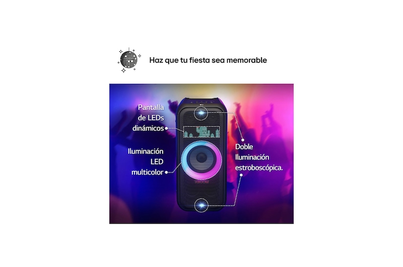 LG xboom La Bestia DXL7T - Altavoz gran potencia, 250W, karaoke, luces y pantalla LED, efectos de DJ, Bluetooth, hasta 20h batería, Asa Telescópica y Ruedas, Resistencia IPX4 ,Negro, DXL7T.DESB