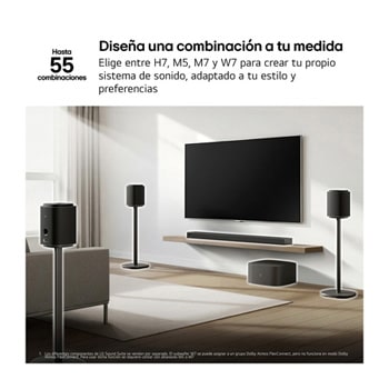 LG Sound Suite - Pack Inmersive Suite 7 Pro, con barra de sonido H7, 2 altavoces WiFi M7 y subwoofer W7, H7.M7W7002