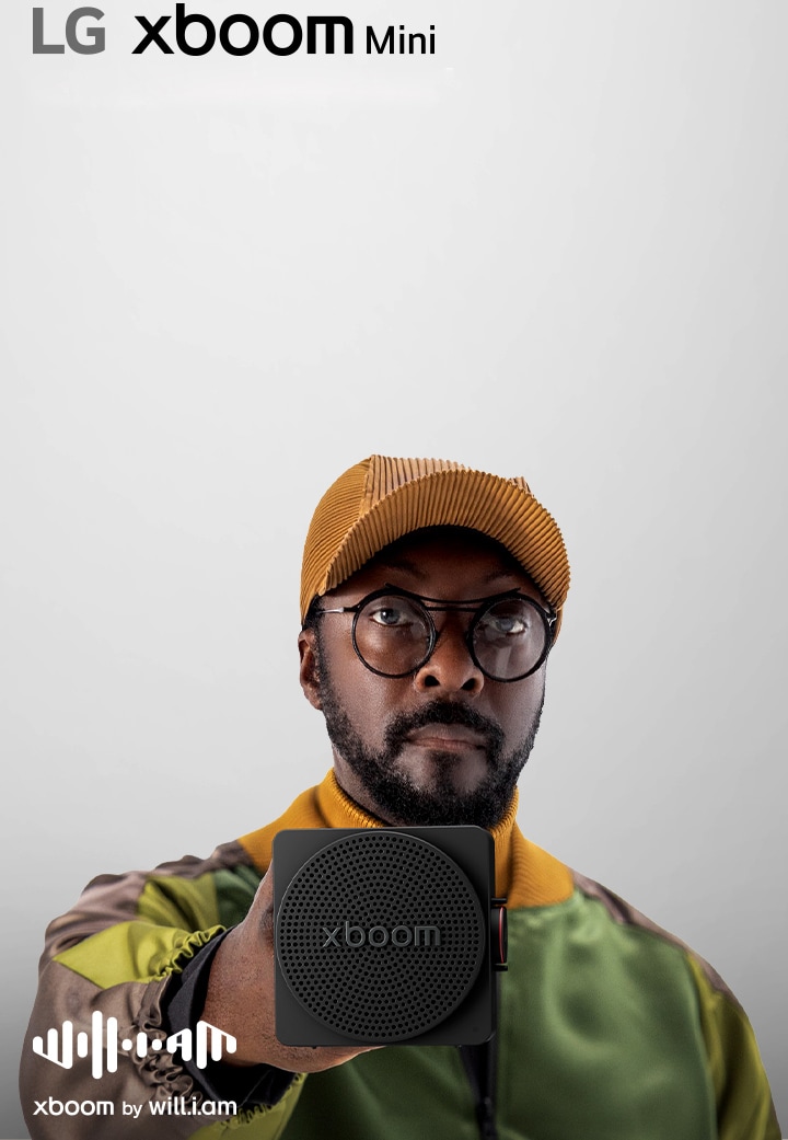 LG xboom mini by will.i.am, un altavoz Bluetooth portátil compacto con un diseño lifestyle y un sonido potente que llena el espacio