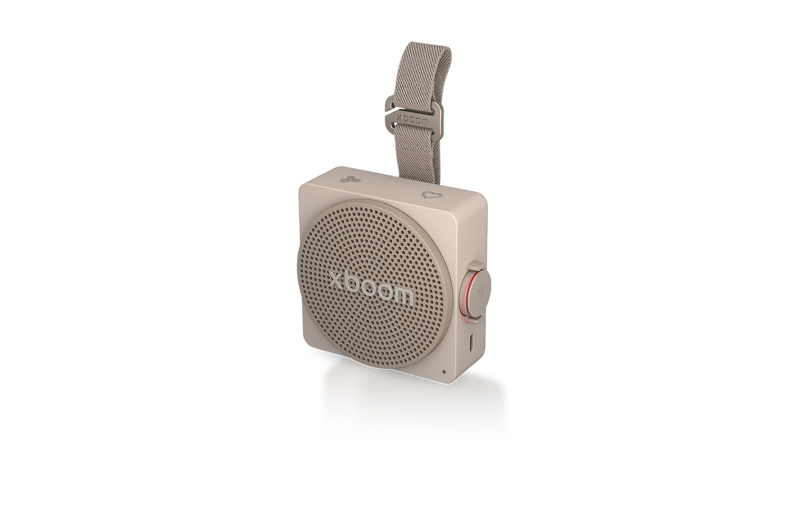 Vista frontal de LG xboom Mini - Altavoz inalámbrico, bluetooth, 5W, hasta 10h batería, resistencia IP67, Gris MINI