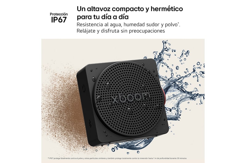 LG xboom Mini - Altavoz inalámbrico, bluetooth, 5W, hasta 10h batería, resistencia IP67, Gris