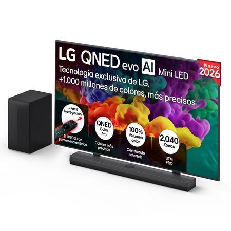 Pack Smart TV LG QNED evo MiniLED AI QNED85 86 pulgadas 4K 2026 + Barra de Sonido S70TR + Soporte - 86QNED85B6A.SET