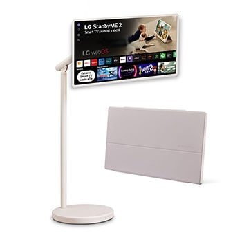 Vista frontal de Pack Smart TV Portátil LG StanbyME 2 de 27 pulgadas QHD táctil + Funda StanbyME2 Modo tablet 27LX6TDGA.SET