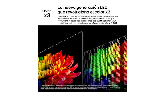 LG Micro RGB evo AI MRGB95, featuring Micro RGB ultra-fine color control, delivers 100% color coverage of BT2020, DCI-P3, and Adobe RGB as certified by Intertek.