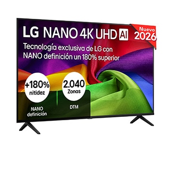 Vista frontal de Smart TV LG NANO 4K UHD AI NU80 50 pulgadas 4K 2026 50NU800B6LC