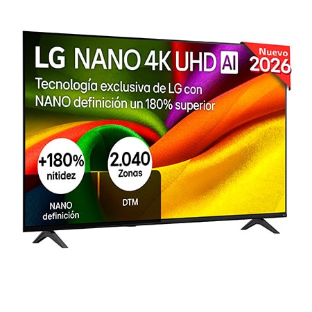 Smart TV LG NANO 4K UHD AI NU8E 55 pulgadas 4K 2026 - 55NU80E0B3LA.OBSPTO