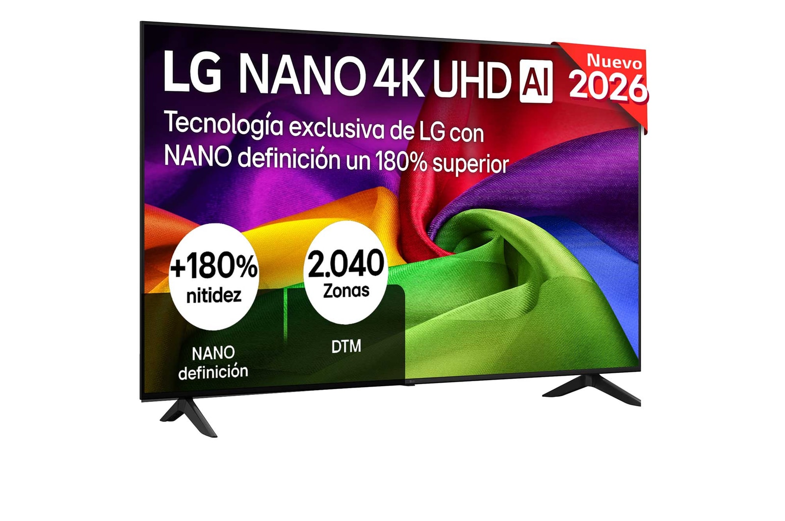 Vista frontal de Smart TV LG NANO 4K UHD AI NU80 65 pulgadas 4K 2026 65NU800B6LA