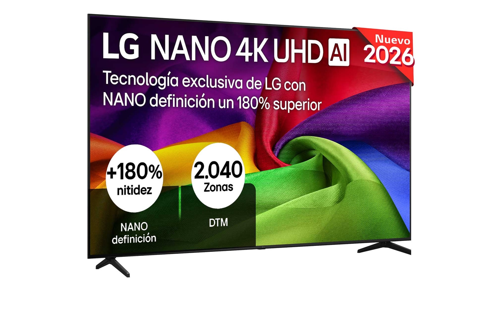 Vista frontal de Smart TV LG NANO 4K UHD AI NU80 85 pulgadas 4K 2026 85NU800B6LA