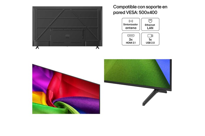 LG NANO 4K UHD AI NU80 Ultra Big TV screen is wall-mounted in a room, displaying a soccer player’s celebration at the center of a stadium under bright arena lights, emphasizing vivid color, clarity, and immersive scale.