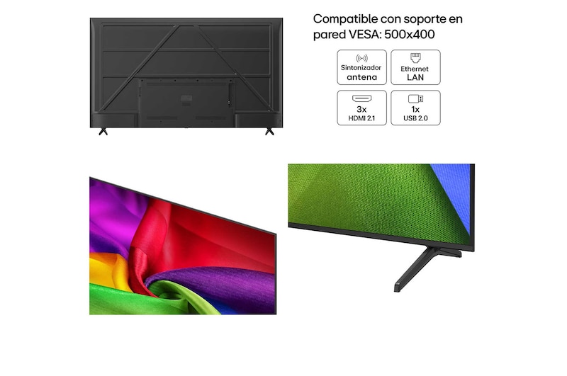 LG NANO 4K UHD AI NU80 Ultra Big TV screen is wall-mounted in a room, displaying a soccer player’s celebration at the center of a stadium under bright arena lights, emphasizing vivid color, clarity, and immersive scale.