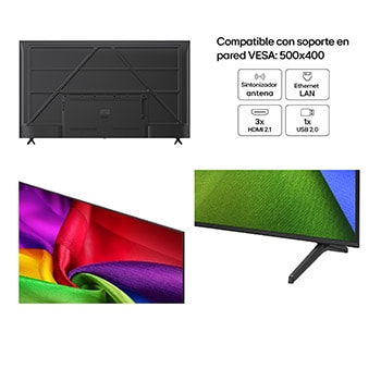 LG NANO 4K UHD AI NU80 Ultra Big TV screen is wall-mounted in a room, displaying a soccer player’s celebration at the center of a stadium under bright arena lights, emphasizing vivid color, clarity, and immersive scale.