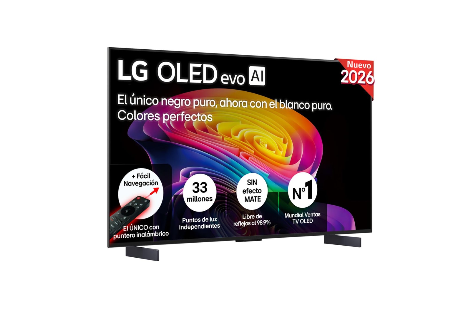 Vista frontal de Smart TV LG OLED evo AI C6 42 pulgadas 4K 2026 OLED42C64LA