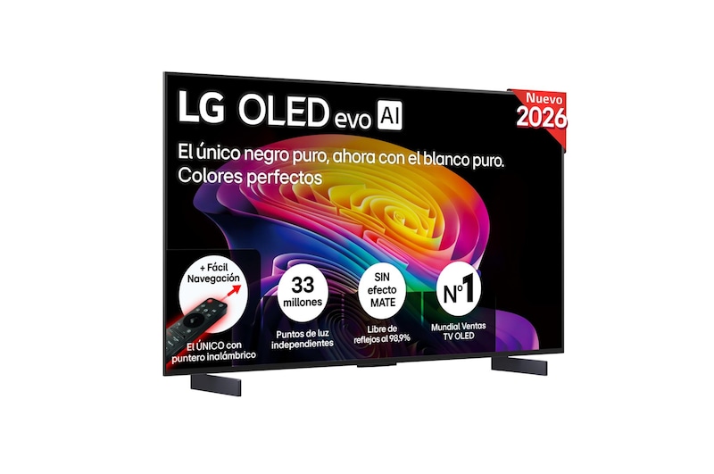 Vista frontal de Smart TV LG OLED evo AI C6 42 pulgadas 4K 2026 OLED42C64LA