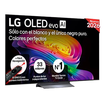 Vista frontal de Smart TV LG OLED evo AI C6 42 pulgadas 4K 2026 OLED42C66LB