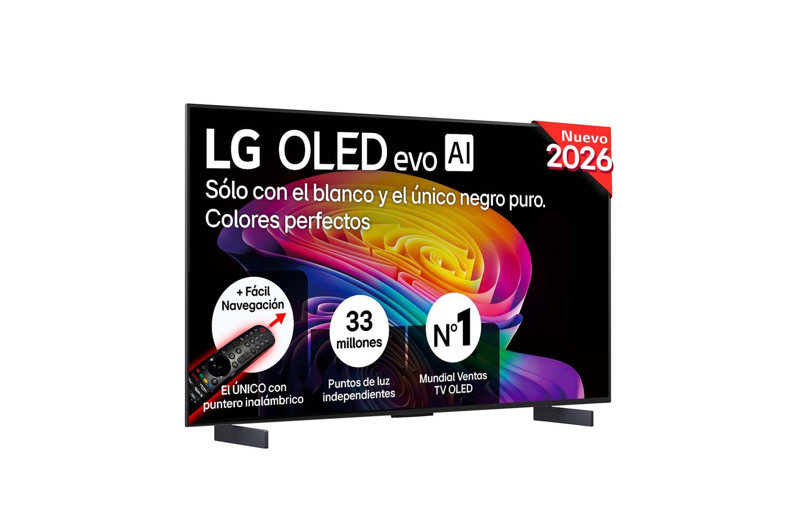 Vista frontal de Smart TV LG OLED evo AI C6 42 pulgadas 4K 2026 OLED42C6ELB