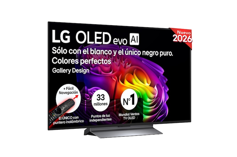 Vista frontal de Smart TV LG OLED evo AI G6 48 pulgadas 4K 2026 OLED48G66LS