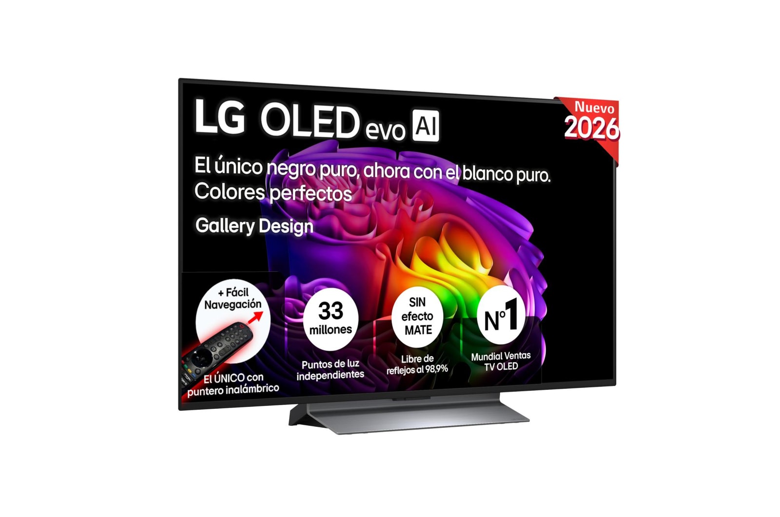 Vista frontal de Smart TV LG OLED evo AI G6 48 pulgadas 4K 2026 OLED48G66LS