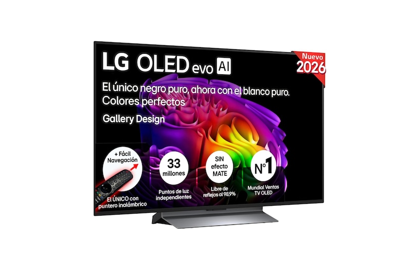 Vista frontal de Smart TV LG OLED evo AI G6 48 pulgadas 4K 2026 OLED48G66LS