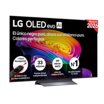 Vista frontal de Smart TV LG OLED evo AI C6 55 pulgadas 4K 2026 OLED55C64LA