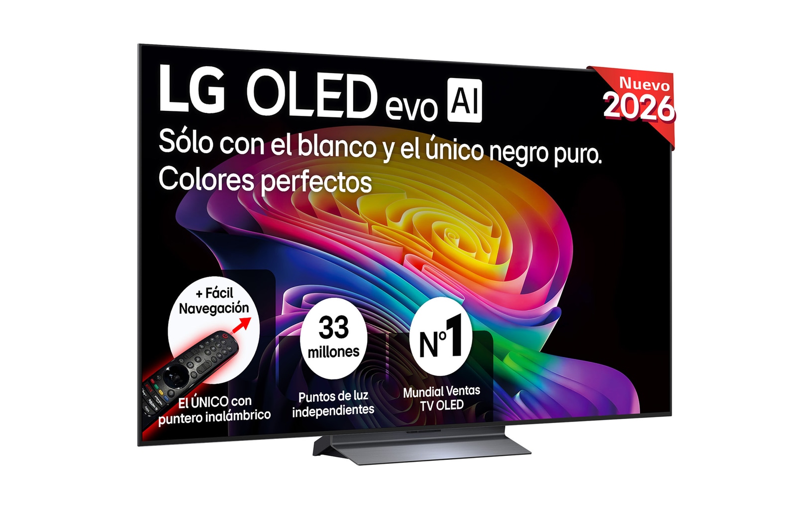 Vista frontal de Smart TV LG OLED evo AI C6 55 pulgadas 4K 2026 OLED55C6ELB.OBSPTO