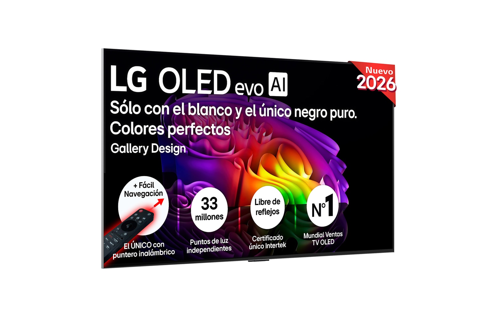 Vista frontal de Smart TV LG OLED evo AI G6 55 pulgadas 4K 2026 OLED55G64LW