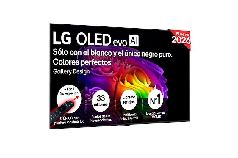 Vista frontal de Smart TV LG OLED evo AI G6 55 pulgadas 4K 2026 OLED55G64LW