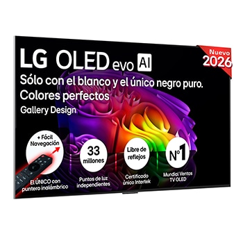 Vista frontal de Smart TV LG OLED evo AI G6 55 pulgadas 4K 2026 OLED55G64LW