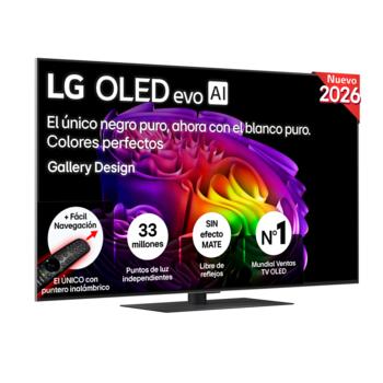 Vista frontal de Smart TV LG OLED evo AI G6 55 pulgadas 4K 2026 OLED55G66LS