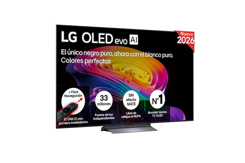 Vista frontal de Smart TV LG OLED evo AI C6 65 pulgadas 4K 2026 OLED65C64LA
