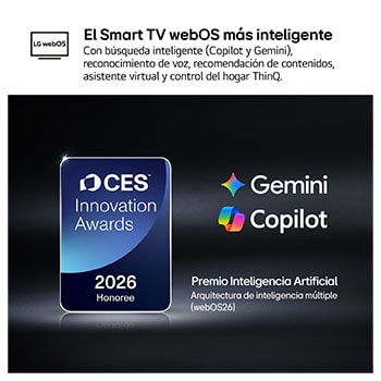The 2026 CES Innovation Awards Honoree badge in the Artificial Intelligence category recognizes Multi-AI search with Google Gemini and Microsoft Copilot.
